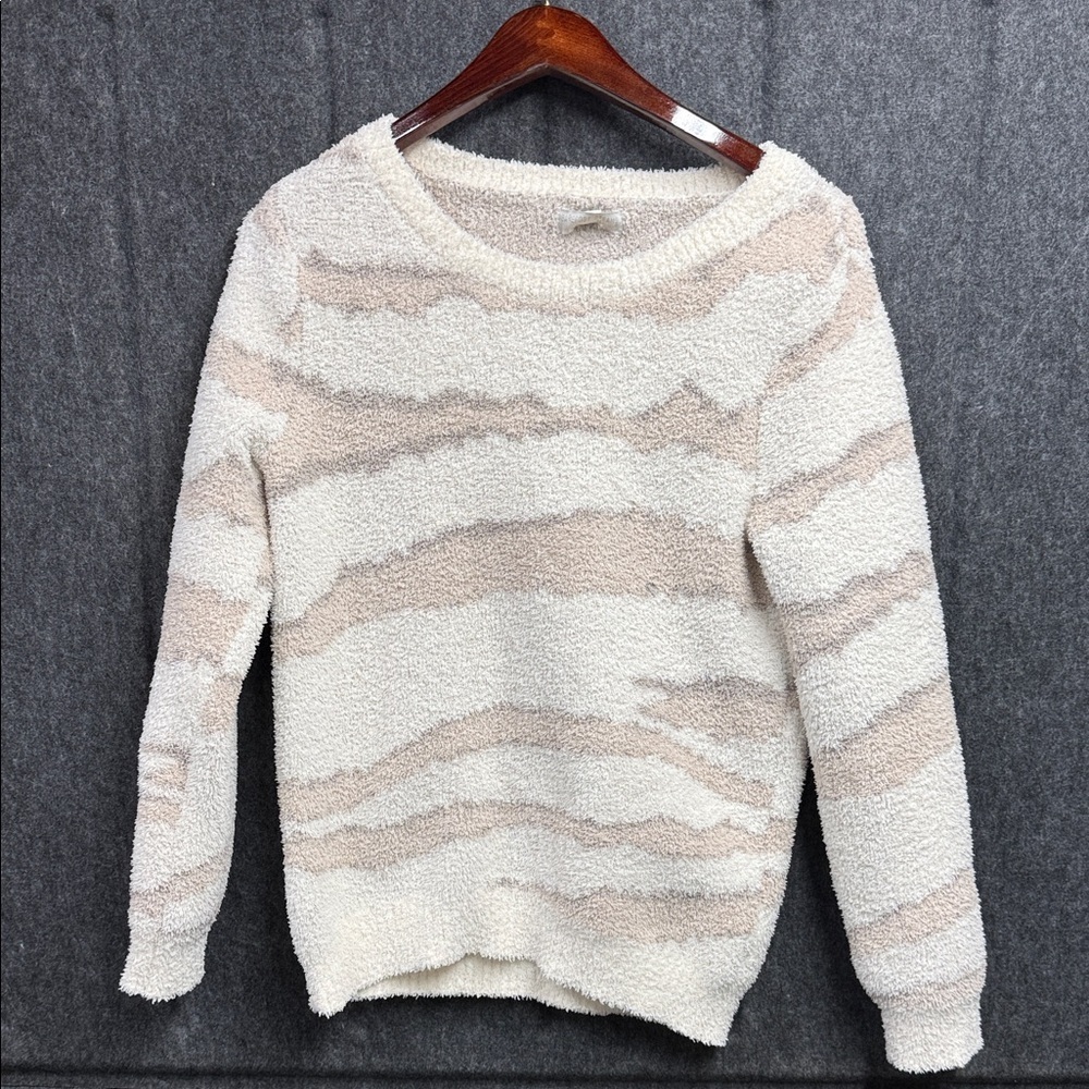 Barefoot Dreams Cozy Dream Cream and Tan Sweater